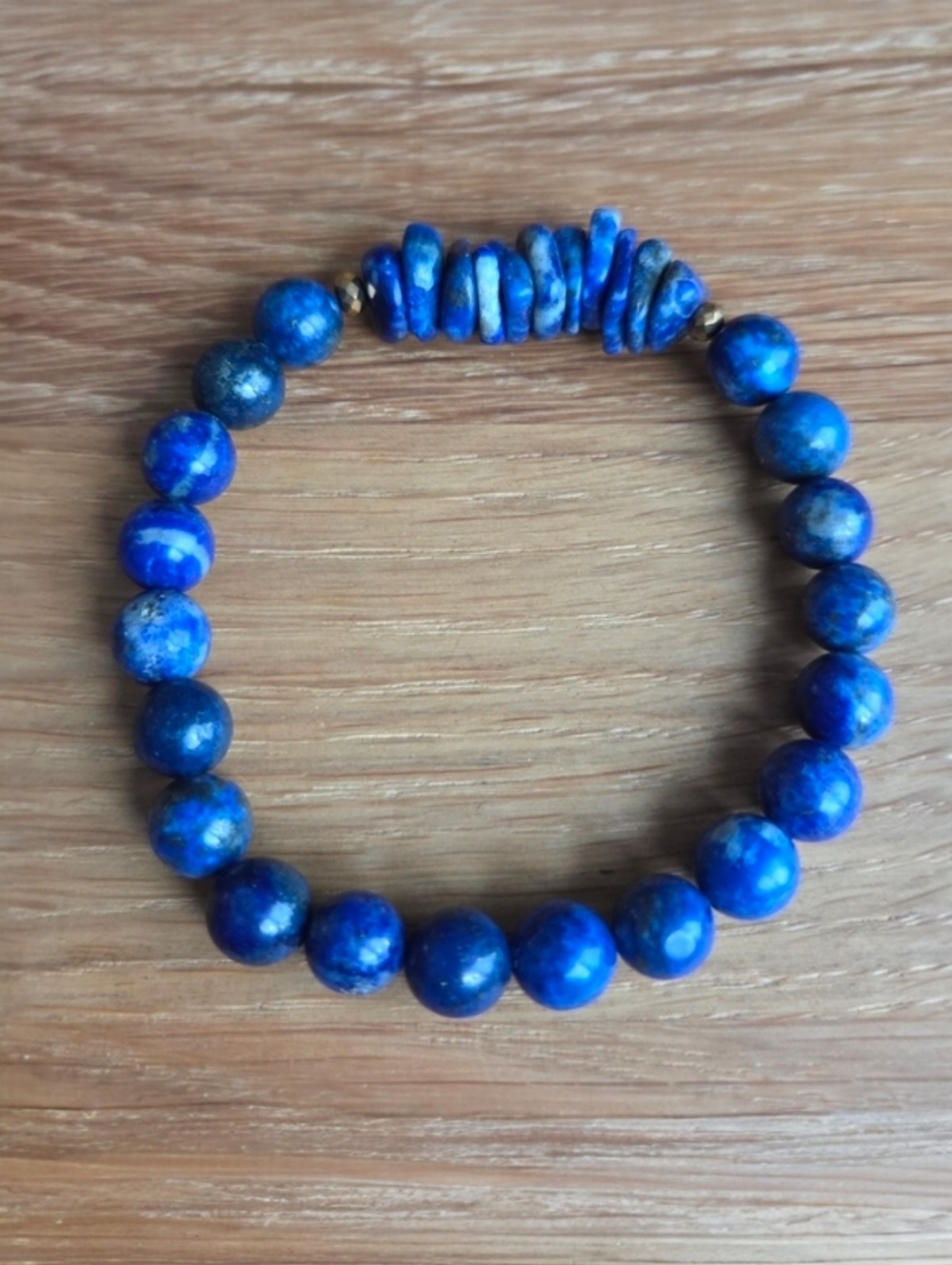 Blue Lapis Lazuli Beads Stretch Bracelet - Hand Crafted